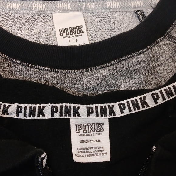 Victoria Secret Pink Black Hoodie Zipper Jacket with Strapes s/p - Picture 5 of 5